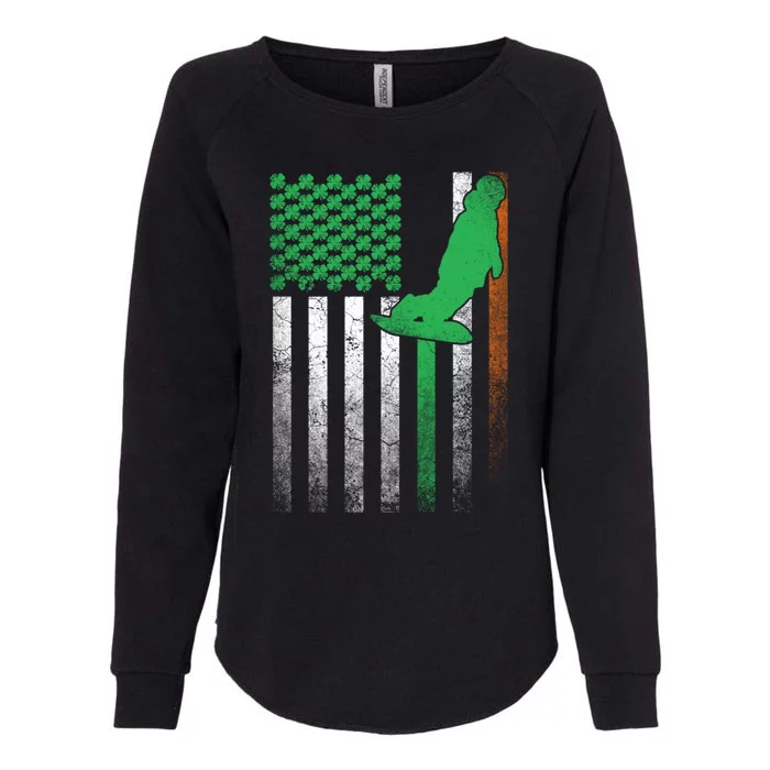 Snowboard Snow Ski Irish American Flag St Patricks Day Gift Womens California Wash Sweatshirt