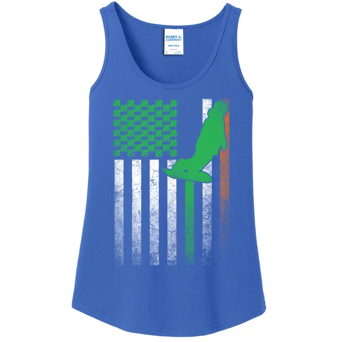 Snowboard Snow Ski Irish American Flag St Patricks Day Gift Ladies Essential Tank