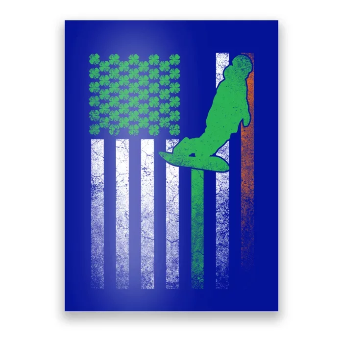 Snowboard Snow Ski Irish American Flag St Patricks Day Gift Poster