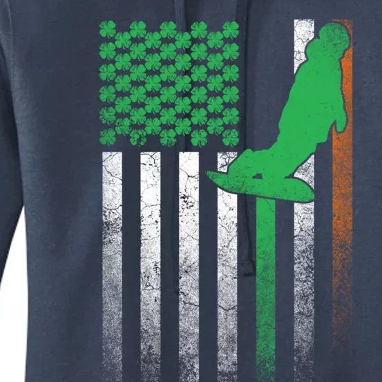 Snowboard Snow Ski Irish American Flag St Patricks Day Gift Women's Pullover Hoodie