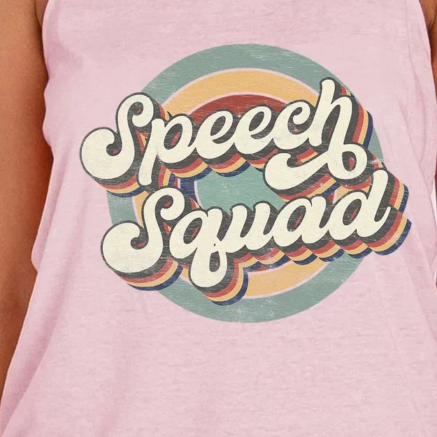 Speech Squad Speech Therapy Crew Hello Back To School Team Women's Knotted Racerback Tank