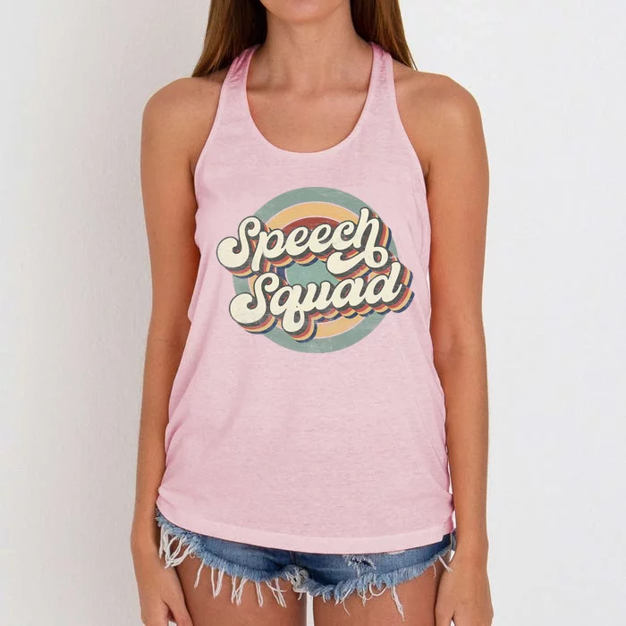 Speech Squad Speech Therapy Crew Hello Back To School Team Women's Knotted Racerback Tank