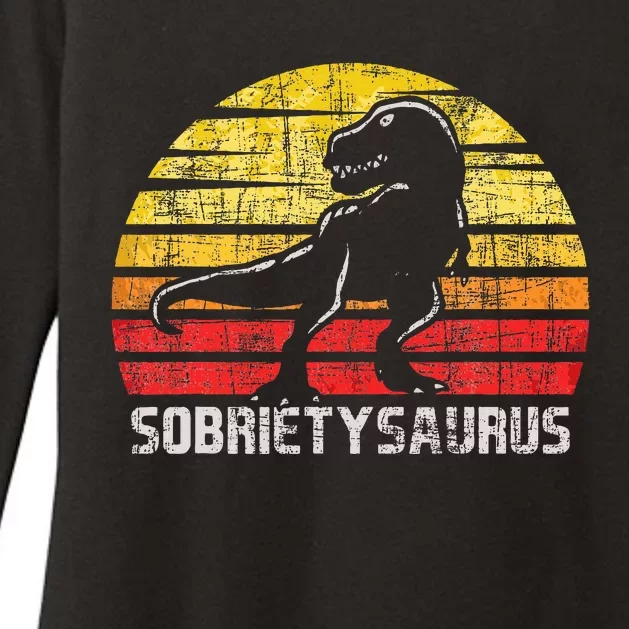 Sobrietysaurus Sober Sobriety Anniversary Recovery Aa Na Womens CVC Long Sleeve Shirt