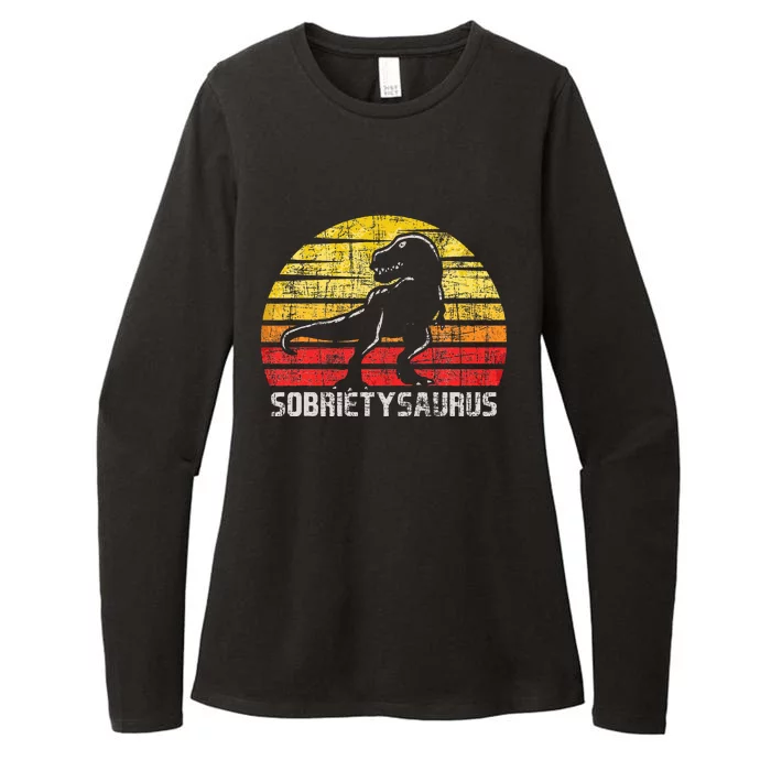 Sobrietysaurus Sober Sobriety Anniversary Recovery Aa Na Womens CVC Long Sleeve Shirt