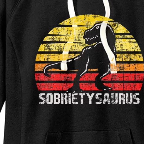 Sobrietysaurus Sober Sobriety Anniversary Recovery Aa Na Women's Fleece Hoodie