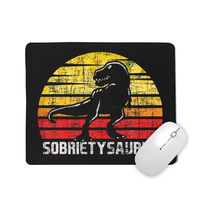 Sobrietysaurus Sober Sobriety Anniversary Recovery Aa Na Mousepad