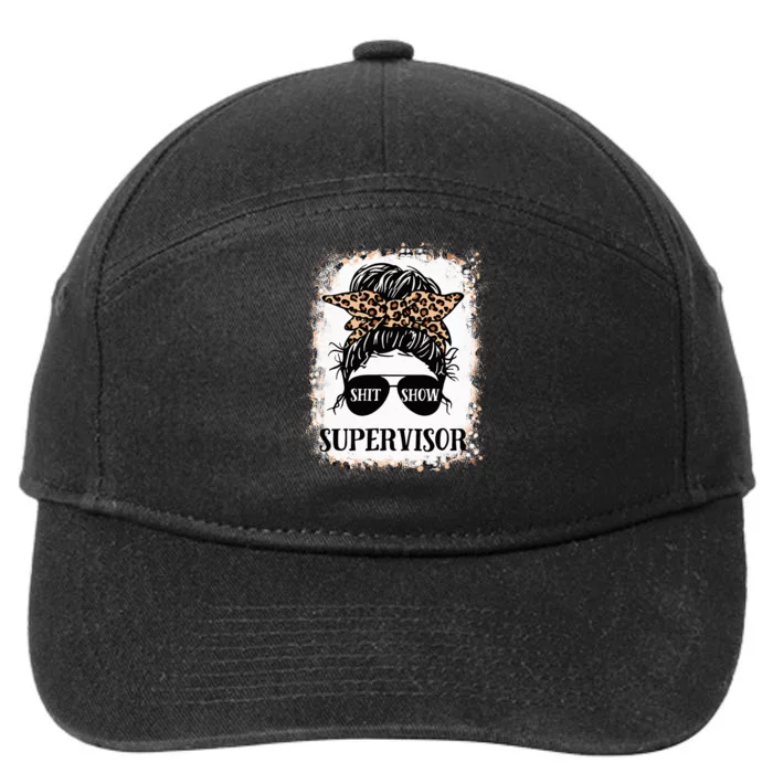 Shit Show Supervisor Casual Messy Bun Bleached 7-Panel Snapback Hat