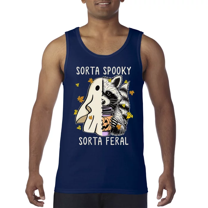 Sorta Spooky Sorta Feral Raccoon Halloween Feral Tank Top