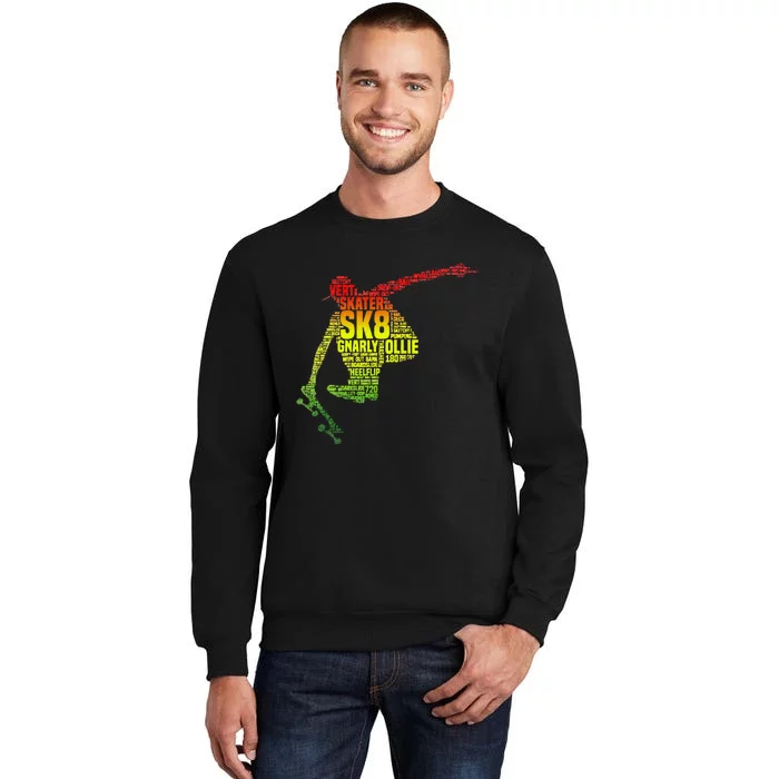 Skateboard Skater Slang Retro Skaterboarding Tall Sweatshirt