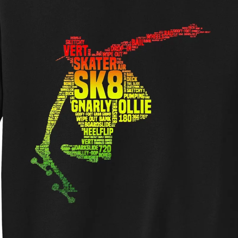 Skateboard Skater Slang Retro Skaterboarding Tall Sweatshirt