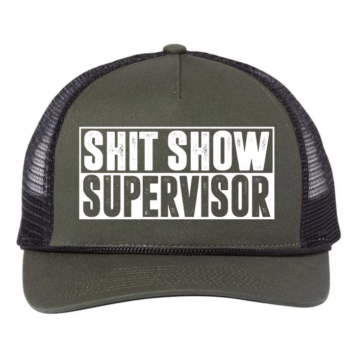 Shit Show Supervisor Funny Gift Retro Rope Trucker Hat Cap