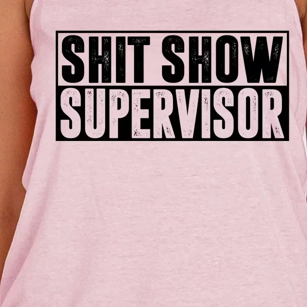 Shit Show Supervisor Funny Gift Women's Knotted Racerback Tank