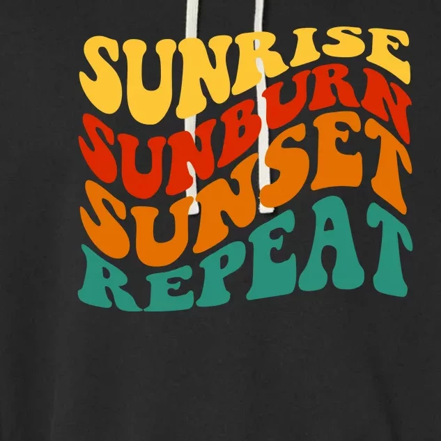 Sunrise Sunburn Sunset Repeat Retro Summer Garment-Dyed Fleece Hoodie