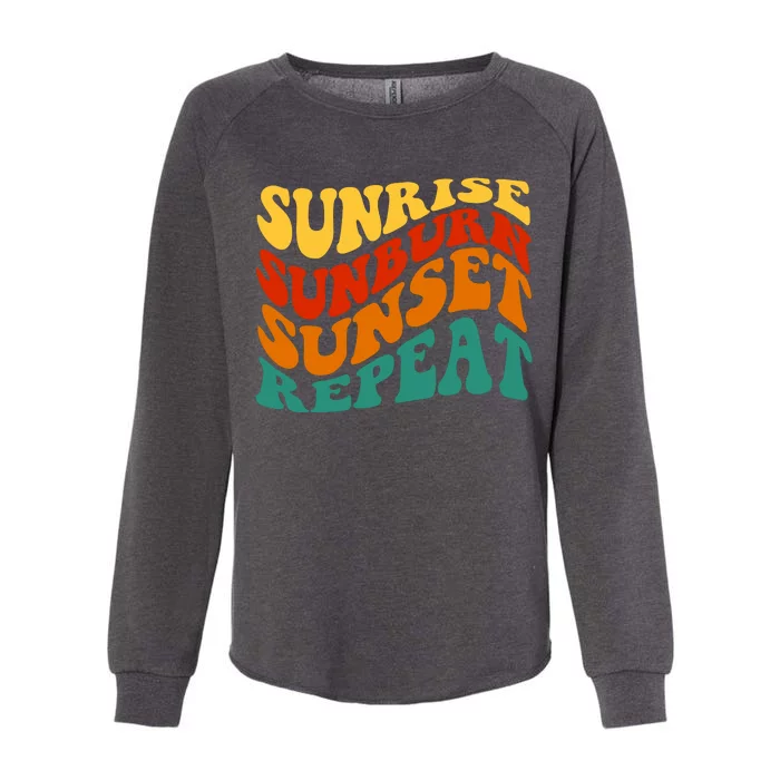 Sunrise Sunburn Sunset Repeat Retro Summer Womens California Wash Sweatshirt