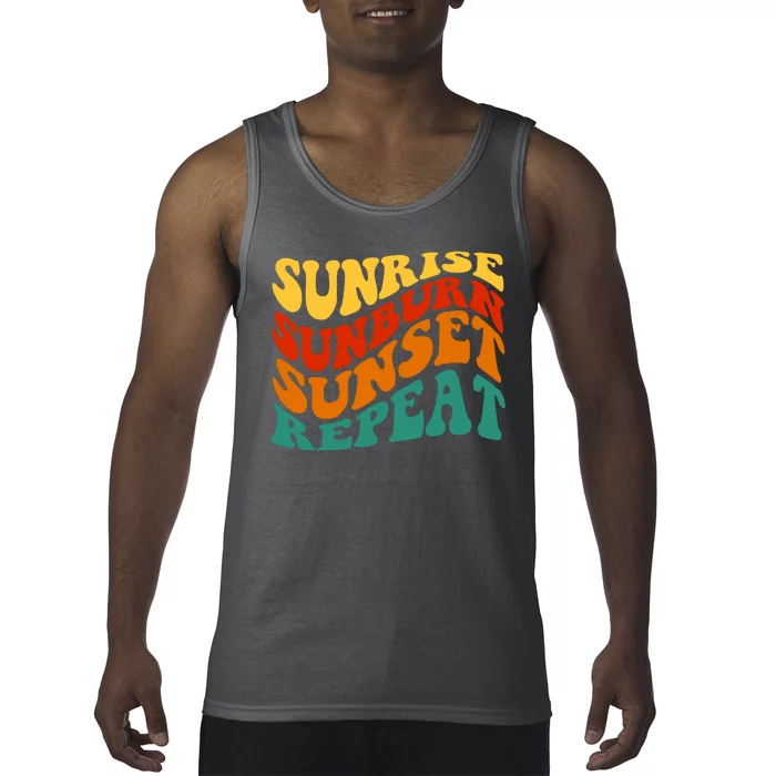 Sunrise Sunburn Sunset Repeat Retro Summer Tank Top