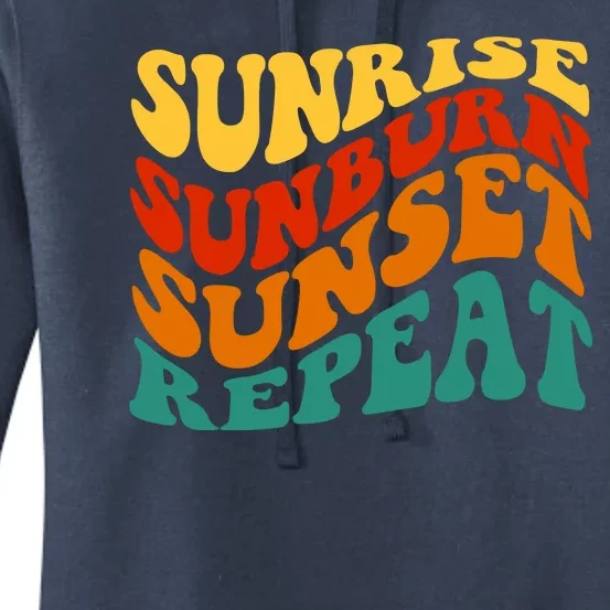 Sunrise Sunburn Sunset Repeat Retro Summer Women's Pullover Hoodie