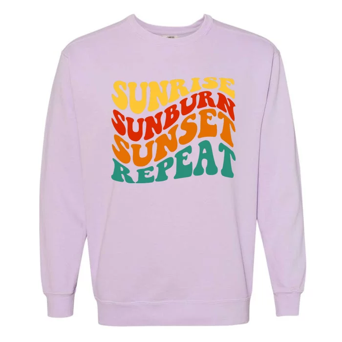 Sunrise Sunburn Sunset Repeat Retro Summer Garment-Dyed Sweatshirt