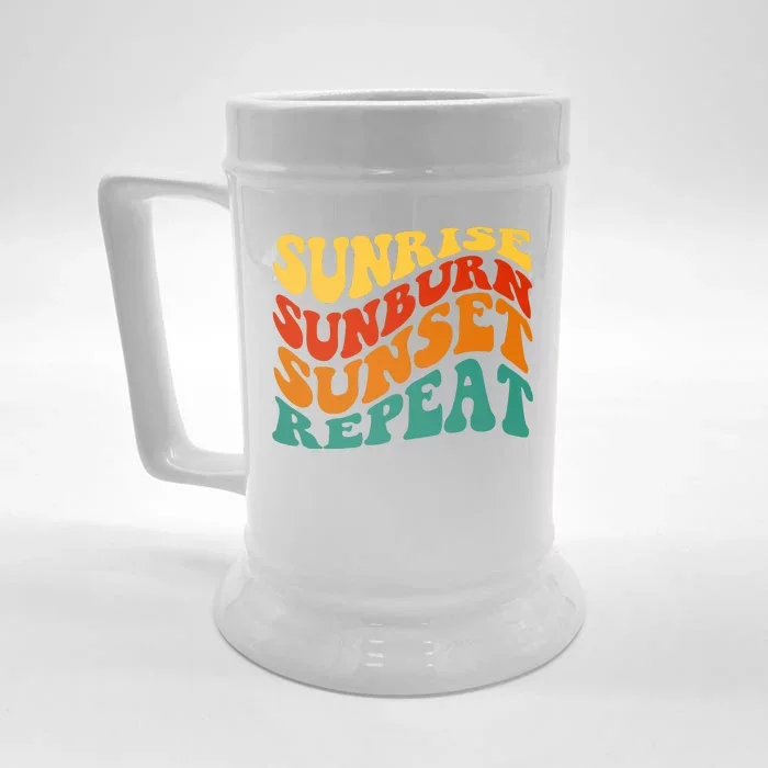 Sunrise Sunburn Sunset Repeat Retro Summer Front & Back Beer Stein