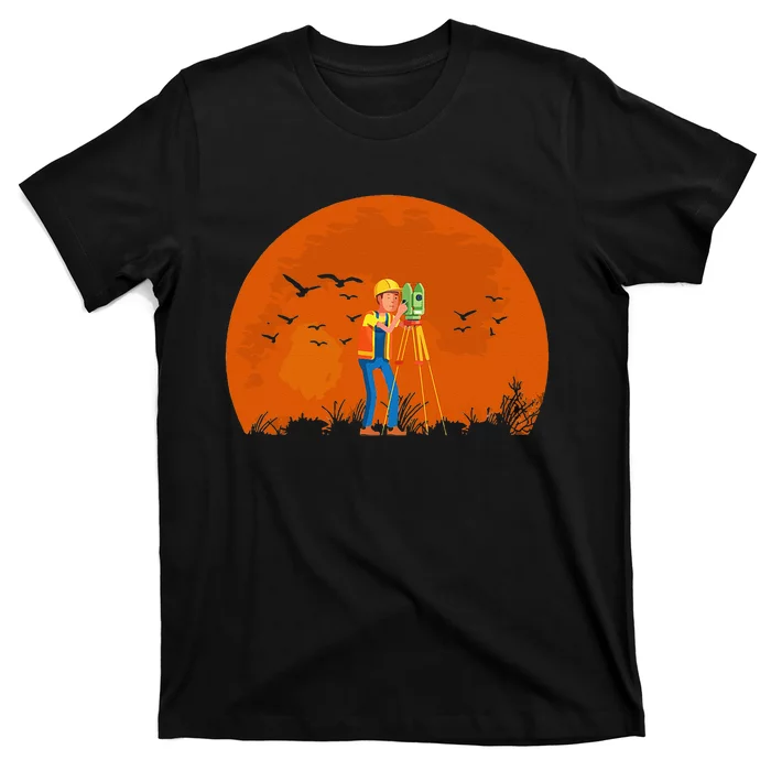 Surveyor Sunset Surveyor Surveying Cartographer T-Shirt