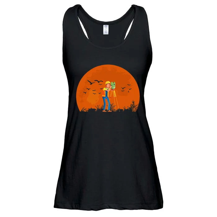 Surveyor Sunset Surveyor Surveying Cartographer Ladies Essential Flowy Tank