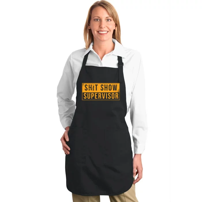 Shit Show Supervisor Funny Vintage Full-Length Apron With Pocket