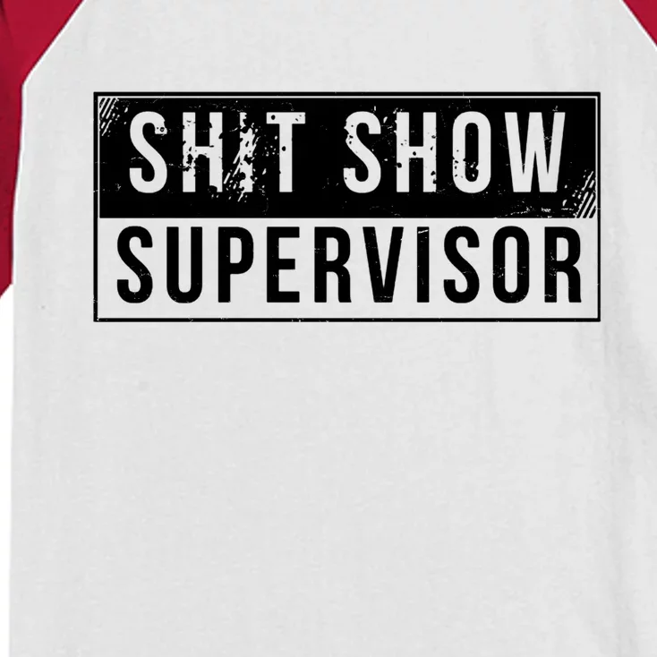 Shit Show Supervisor Funny Vintage Kids Colorblock Raglan Jersey