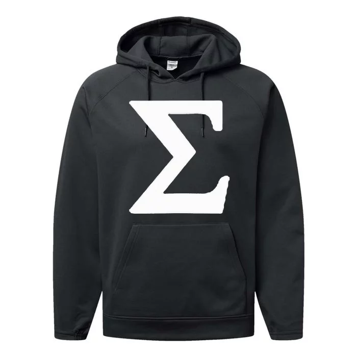 Small Sigma Symbol Logo Greek Alphabet Letter For Sigma Male Performance Fleece Hoodie