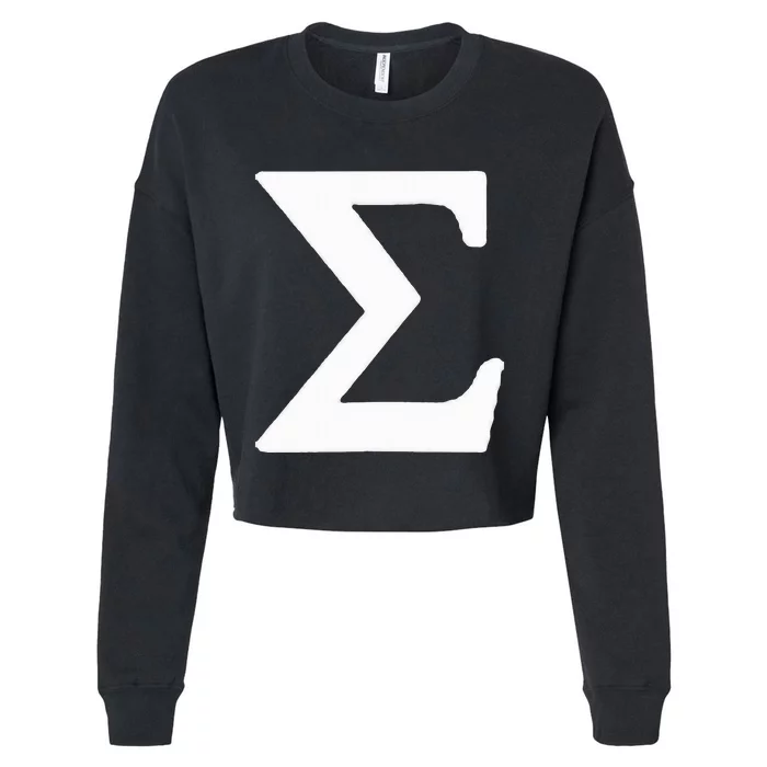 Small Sigma Symbol Logo Greek Alphabet Letter For Sigma Male Cropped Pullover Crew