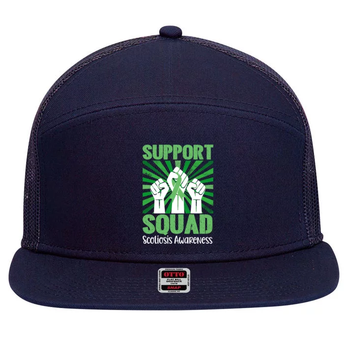 Scoliosis Support Squad Family Scoliosis Awareness Month Gift 7 Panel Mesh Trucker Snapback Hat