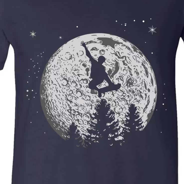 Skater Skateboarder Skateboard Moon Skateboarding Gift V-Neck T-Shirt