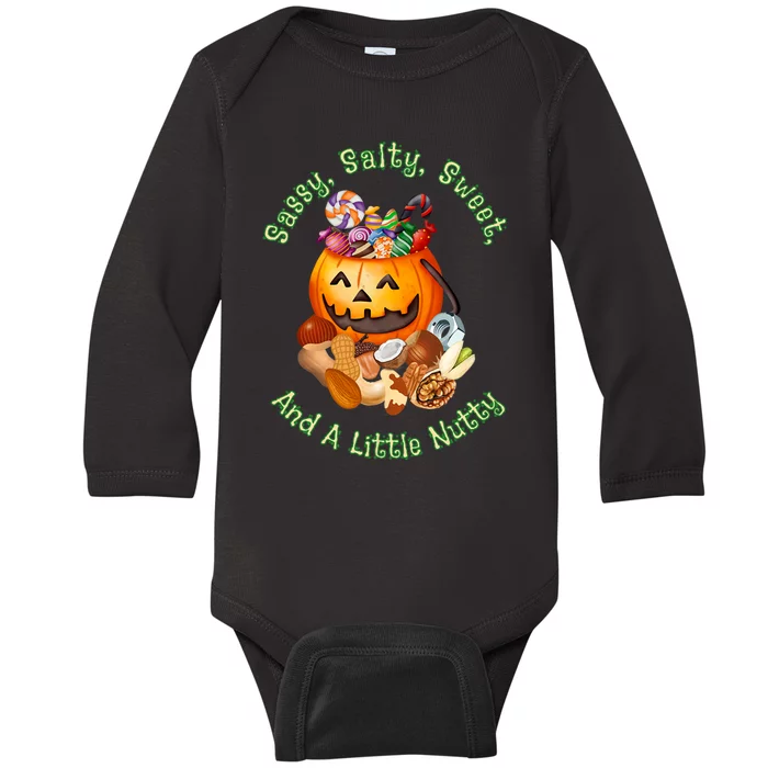 Sassy Salty Sweet And A Little Nutty Baby Long Sleeve Bodysuit