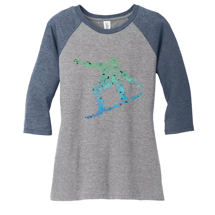 Snowboard Snowboarder Snowboarding Women's Tri-Blend 3/4-Sleeve Raglan Shirt