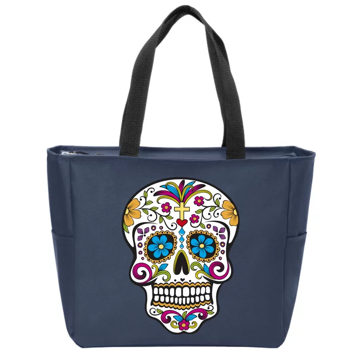 Sugar Skull Zip Tote Bag