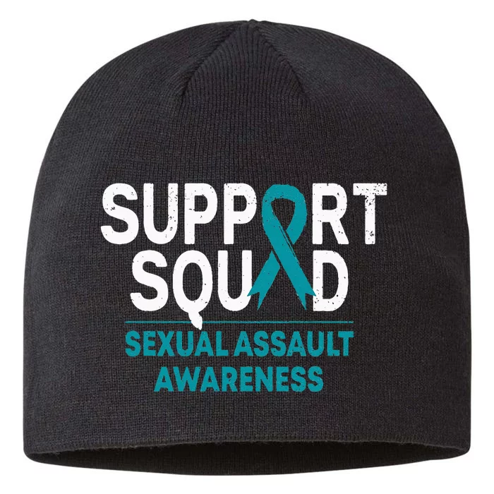 Support Squad Sexual Assault Awareness Month Teal Ribbon 8 1/2in Sustainable Knit Beanie