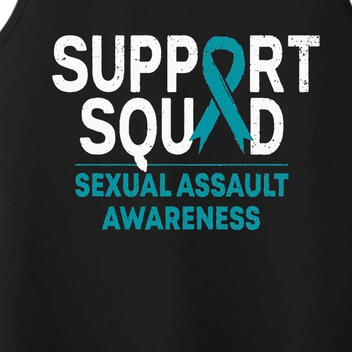 Support Squad Sexual Assault Awareness Month Teal Ribbon Performance Tank