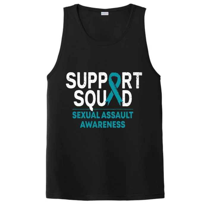 Support Squad Sexual Assault Awareness Month Teal Ribbon Performance Tank