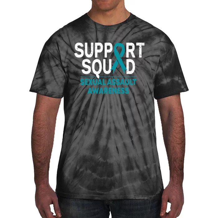 Support Squad Sexual Assault Awareness Month Teal Ribbon Tie-Dye T-Shirt