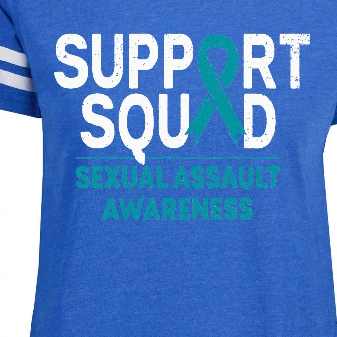 Support Squad Sexual Assault Awareness Month Teal Ribbon Enza Ladies Jersey Football T-Shirt