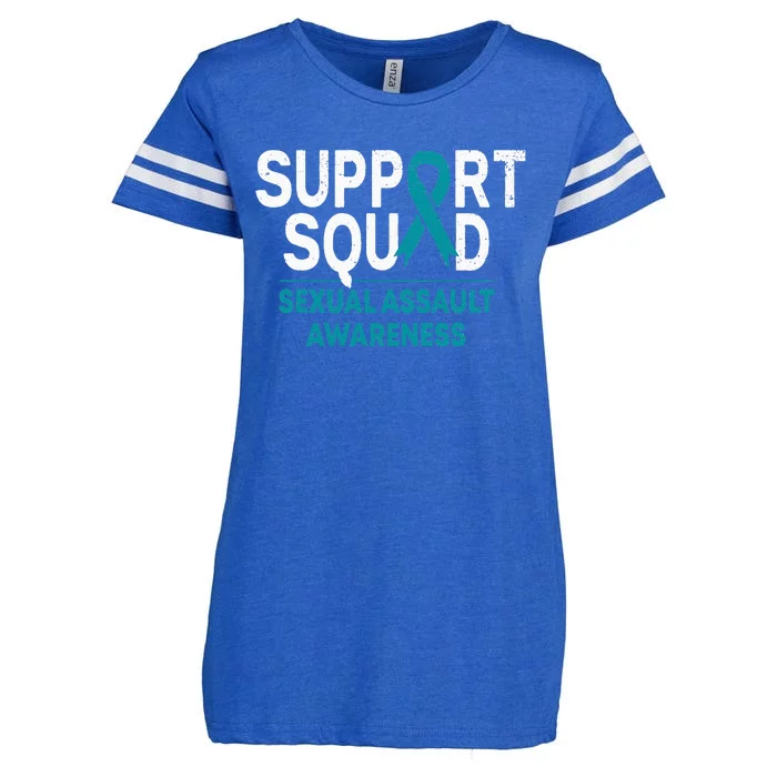 Support Squad Sexual Assault Awareness Month Teal Ribbon Enza Ladies Jersey Football T-Shirt