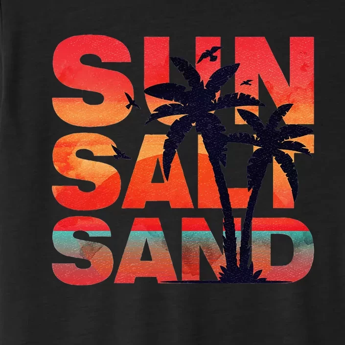 Sun Salt Sand Funny Beach Lover Summer Vacation Palm Tree ChromaSoft Performance T-Shirt