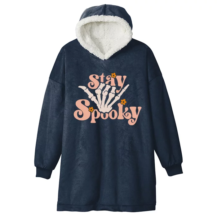 Stay Spooky Skeleton Hand Funny Halloween Spooky Season Hooded Wearable Blanket