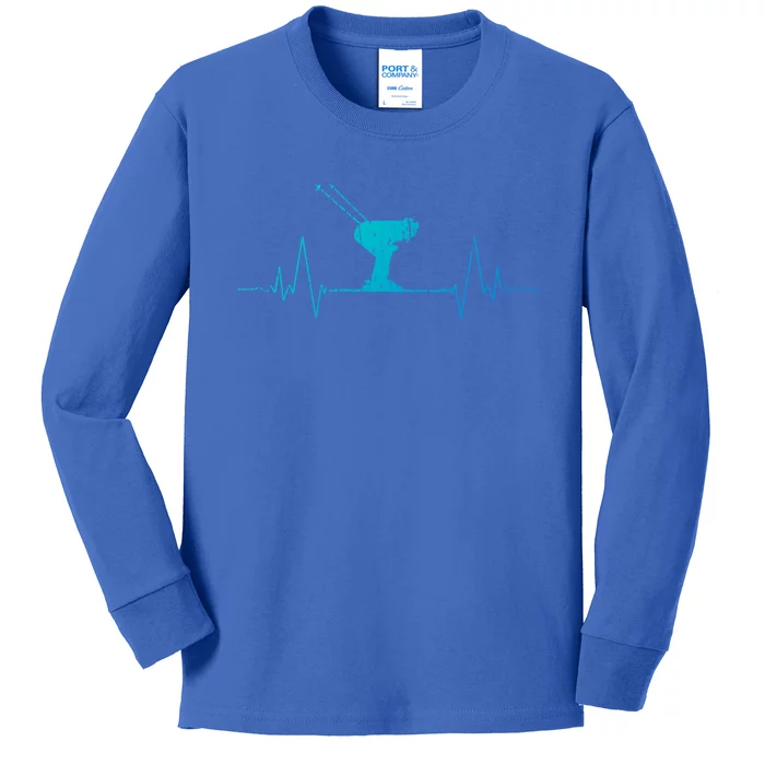 Ski Skiing Sports Heartbeat Skier Gift Meaningful Gift Kids Long Sleeve Shirt