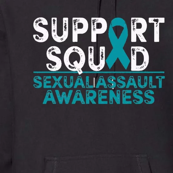 Support Squad Sexual Assault Awareness Month Teal Ribbon Premium Hoodie