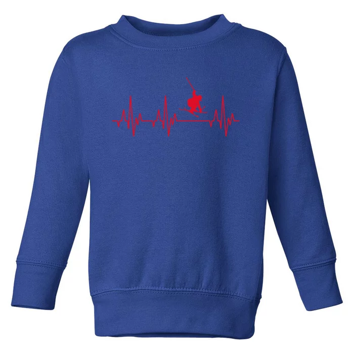 Skiing Skiing Skiing Skiers Winter Sports Heartbeat Gift Toddler Sweatshirt