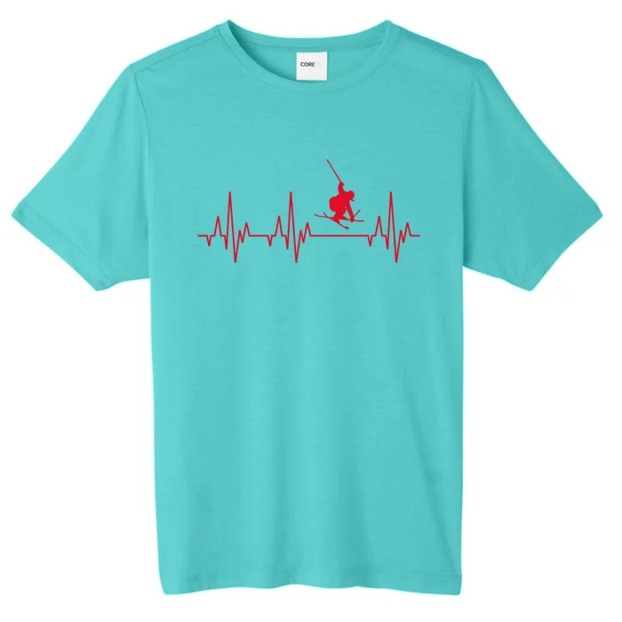 Skiing Skiing Skiing Skiers Winter Sports Heartbeat Gift ChromaSoft Performance T-Shirt