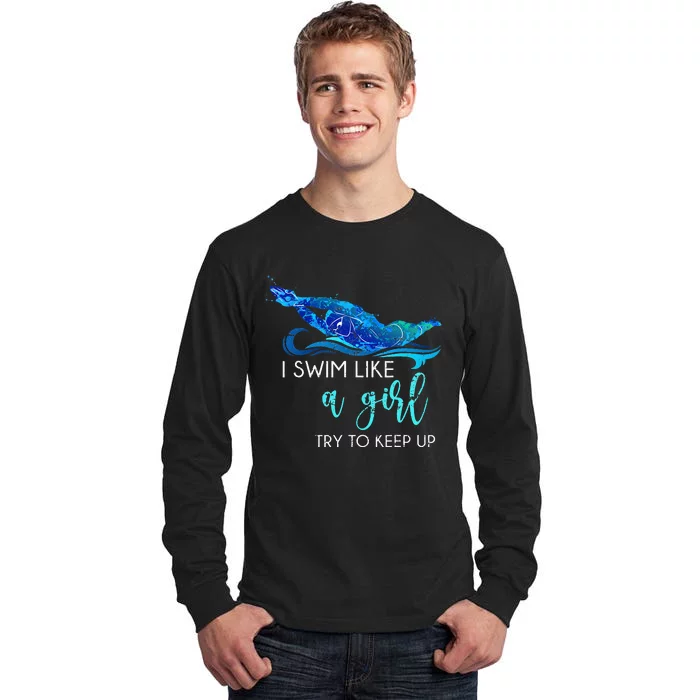 Swimmer Swim Sport Athlete retro Swimming Tall Long Sleeve T-Shirt