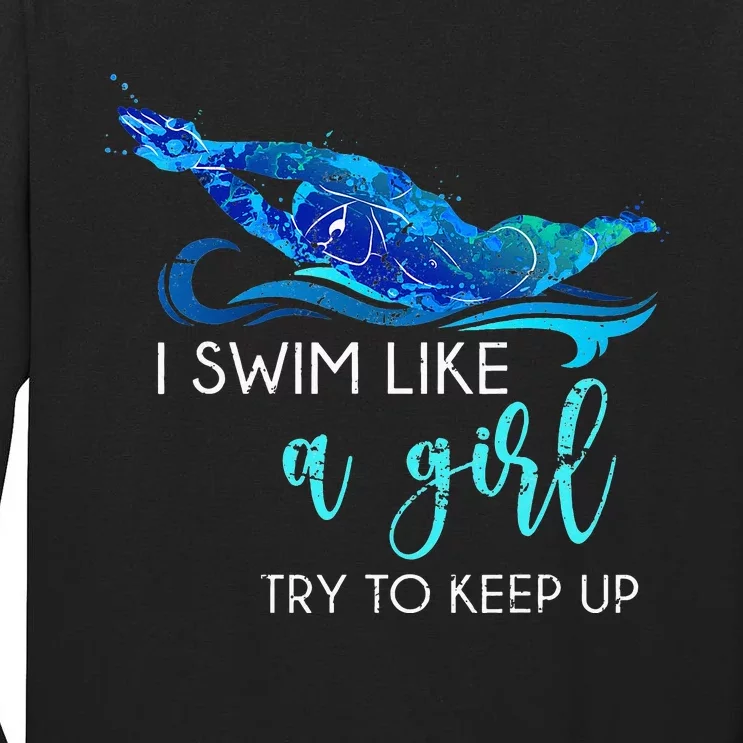 Swimmer Swim Sport Athlete retro Swimming Tall Long Sleeve T-Shirt