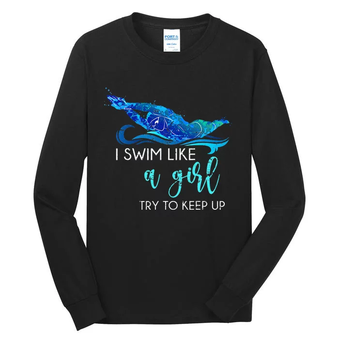 Swimmer Swim Sport Athlete retro Swimming Tall Long Sleeve T-Shirt