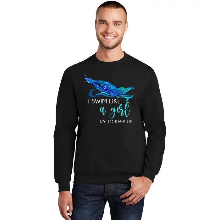 Swimmer Swim Sport Athlete retro Swimming Tall Sweatshirt