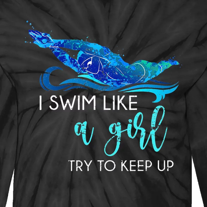 Swimmer Swim Sport Athlete retro Swimming Tie-Dye Long Sleeve Shirt